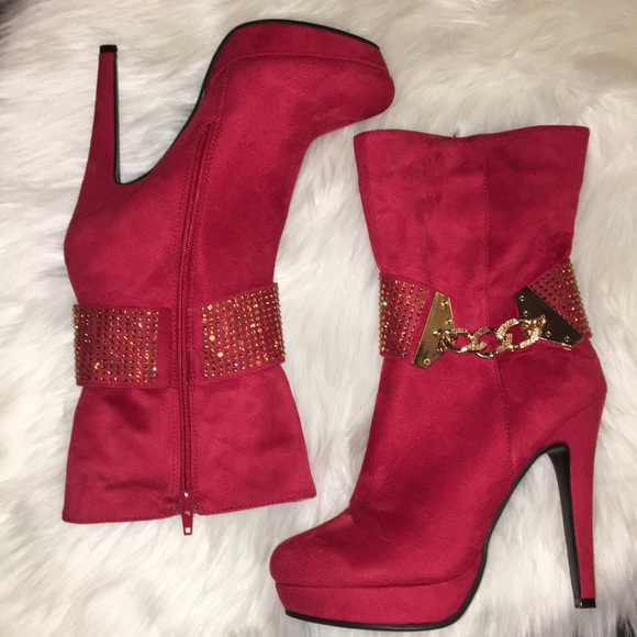 Italina Shoes - 🌺🌸by Italina, Ruby Red Ankle Booties🌺🌸